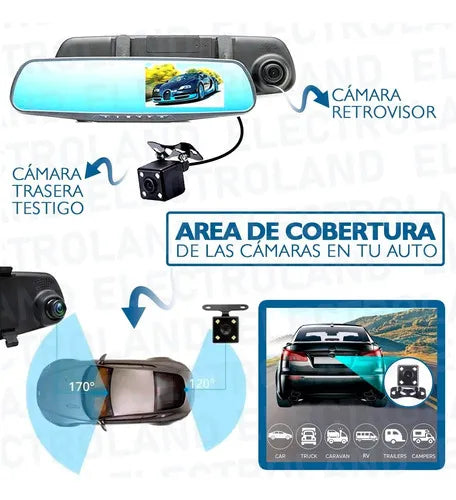 Espejo Retrovisor Doble Cámara HD + Envío Gratis 🎁