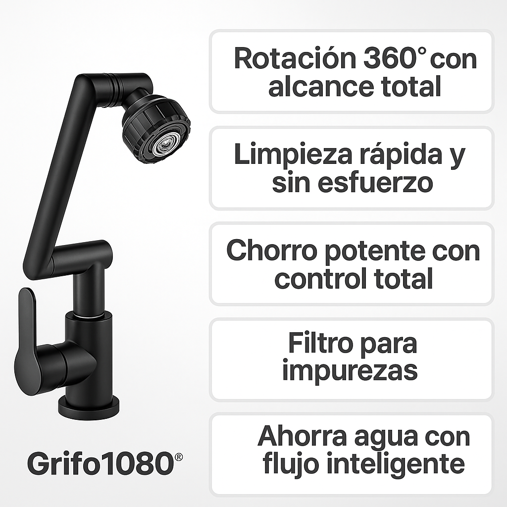 Grifo360® Original – Ahorro y giro 360° en acero inoxidable