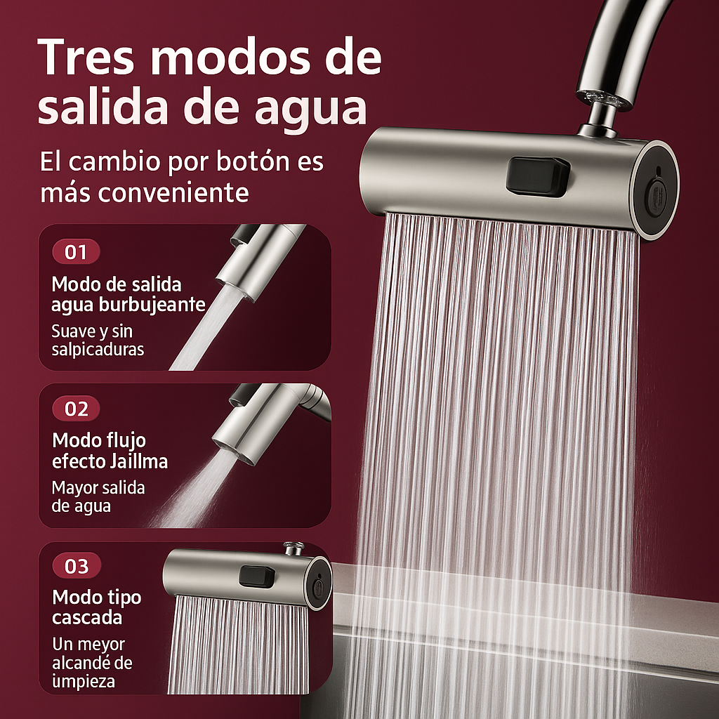 Adiós a las salpicaduras: Grifo flexible de lujo 3 en 1