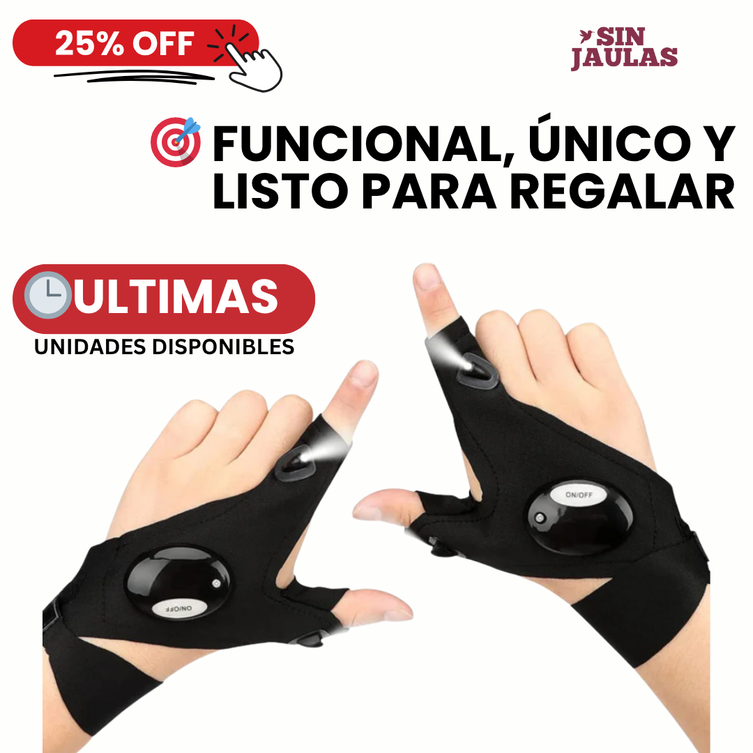 LightGrip™ – Guantes LED para correr, pedalear o pescar de noche sin perder visibilidad