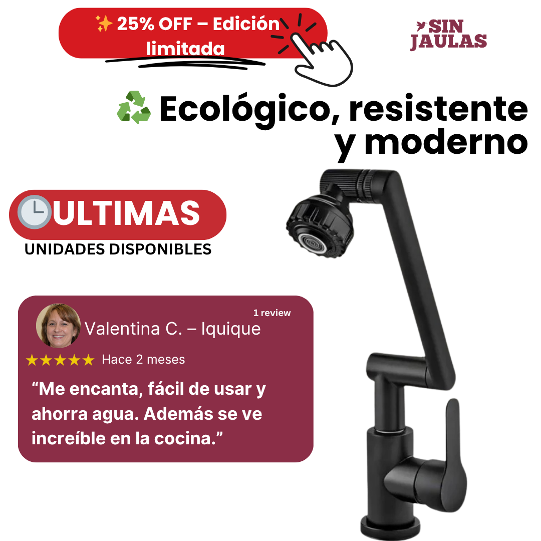 Grifo360® Original – Ahorro y giro 360° en acero inoxidable